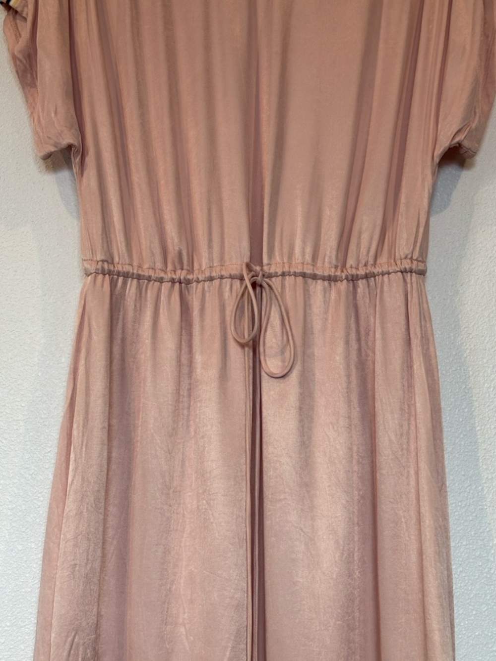 Zara Dusty Pink Maxi Dress with Striped Neck Trim - Picture 4 of 10